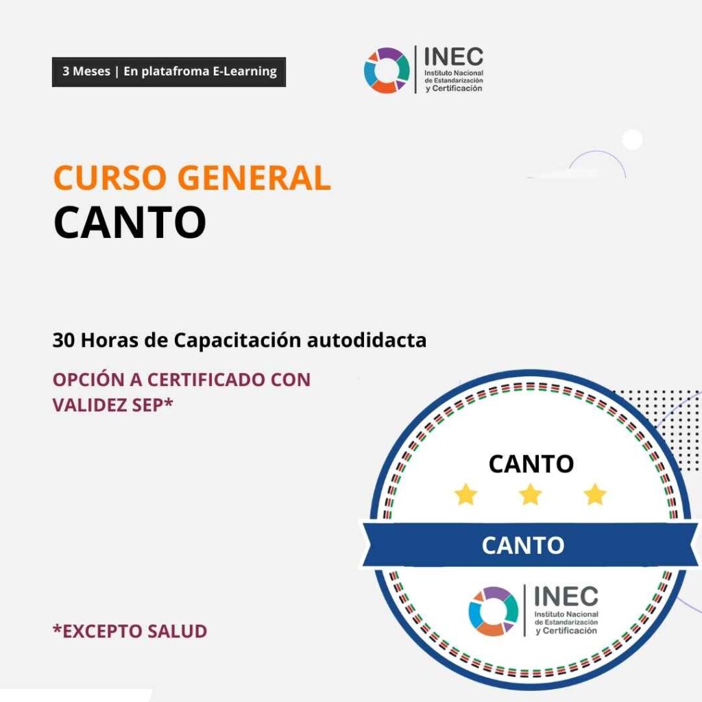 Portada: Curso con validez SEP. CANTO