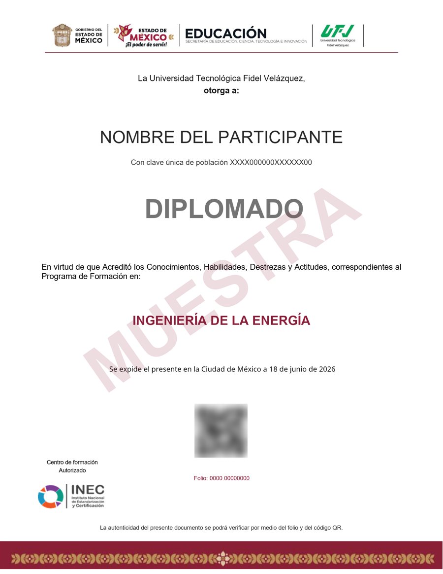 Muestra del certificado: Ingeniería de la energía