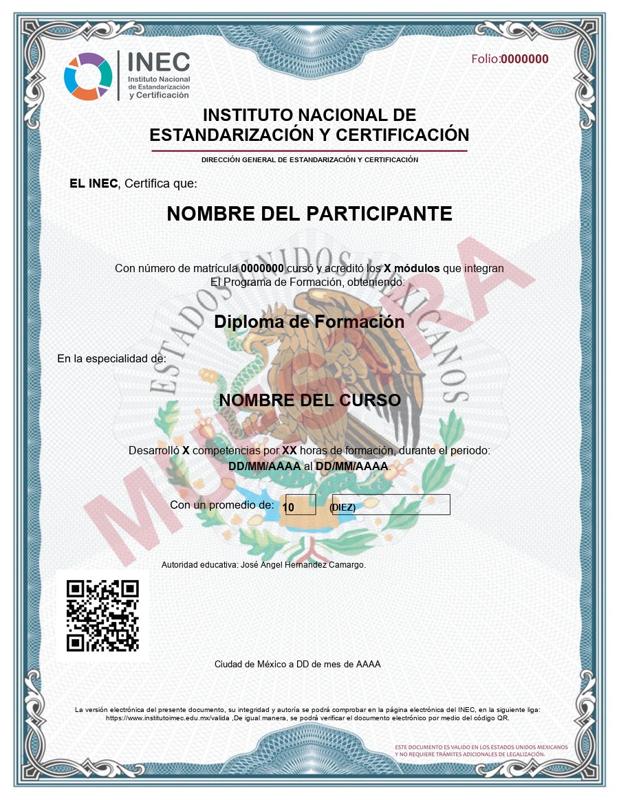 Muestra del certificado: DERMATOLOGIA